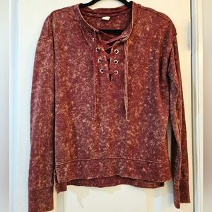 Mudd Top Sweatshirt Brushed Burgundy